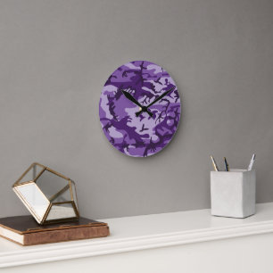 Horloge Ronde Camouflage violet, Armée