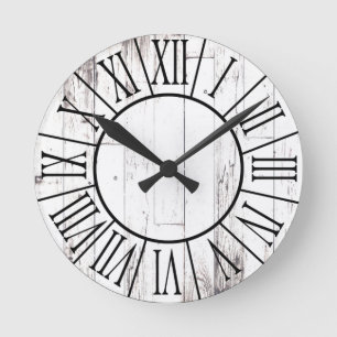 Horloge Ronde Campagne Rustique Shabby Chic Bois Blanc Maison de