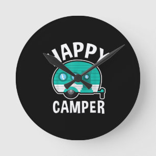 Horloge Ronde Campeur heureux caravane camping-car vacances drôl
