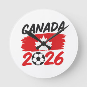 Horloge Ronde Canada 2026 Conception de fan de football avec feu