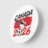 Horloge Ronde Canada 2026 Soccer Fan Design with Maple Leaf (Angle)