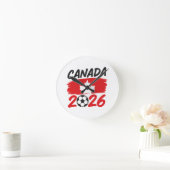 Horloge Ronde Canada 2026 Soccer Fan Design with Maple Leaf (Maison)