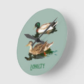 Horloge Ronde Canards colverts (Angle)