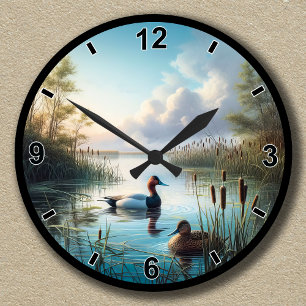 Horloge Ronde Canards colverts paisibles personnalisables de zon