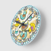 Horloge Ronde Canards En Rangée (Angle)