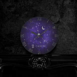 Horloge Ronde Cancer du pourpre du zodiaque Horoscope d'astrol