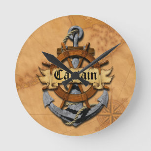 Horloge Ronde Capitaine Anchor et roue