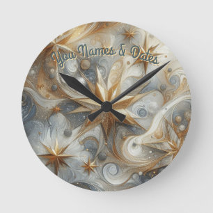 Horloge Ronde Capturer Art Hiver Scène & Cristaux de neige et de