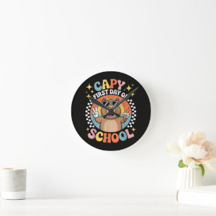Horloge Ronde Capybara Joyeux Premier Jour De La Rentrée Scolair