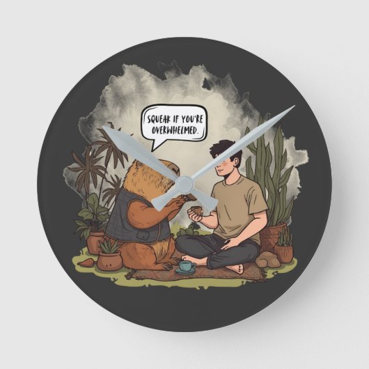 Horloge Ronde Capybara Therapy Time Squeak Si vous êtes submergé (Recto)