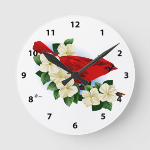 Horloge Ronde Cardinal du nord rouge