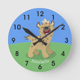 Horloge Ronde Caricature amusante hyena riant illustration