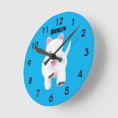 Horloge Ronde Caricature blanche de terrier de l'ouest (Angle)