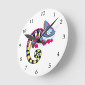 Horloge Ronde caricature caméléon bleu (Angle)