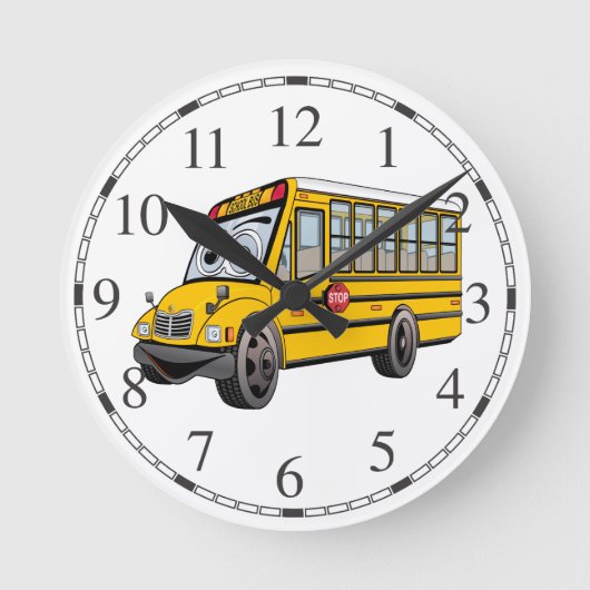 Horloge Ronde Caricature de bus scolaire 2017 (Recto)