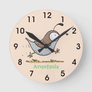Horloge Ronde Caricature de caille californienne joli