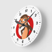 Horloge Ronde Caricature de Chimp 24h/24 (Angle)