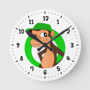 Horloge Ronde Caricature de Chimp 24h/24