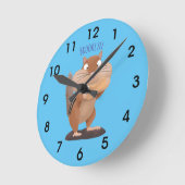 Horloge Ronde Caricature de chipmunk à grosses joues mignonnes (Angle)