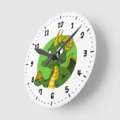 Horloge Ronde Caricature de dragon vert (Angle)