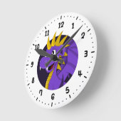 Horloge Ronde Caricature de dragon violet 24 heures sur 24 (Angle)