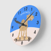Horloge Ronde Caricature de dromadaire joyeux et souriant (Angle)