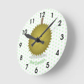 Horloge Ronde Caricature de durian joyeux (Angle)