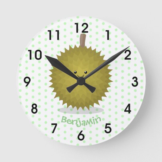 Horloge Ronde Caricature de durian joyeux (Recto)