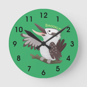Horloge Ronde Caricature de kookaburra drôle et drôle
