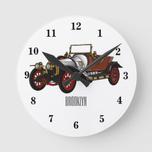 Horloge Ronde Caricature de voiture classique 1920