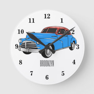 Horloge Ronde Caricature de voiture classique 1948