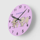 Horloge Ronde Caricature d'écureuils marrants (Angle)