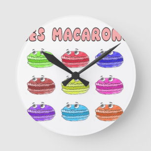 Horloge Ronde Caricature des Macarons
