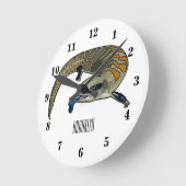 Horloge Ronde Caricature en bleu (Angle)