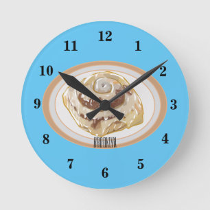 Horloge Ronde Caricature en rouleau de cannelle
