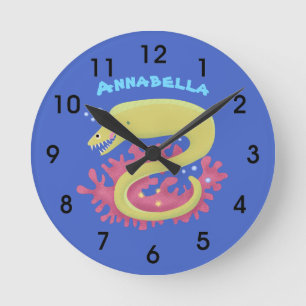 Horloge Ronde Caricature humoristique murène verte