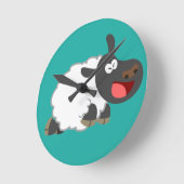 Horloge Ronde Caricature Mignonne Rire Mouton (Angle)