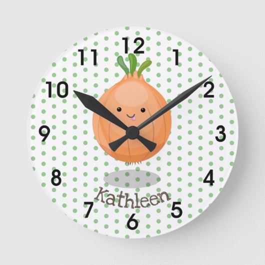 Horloge Ronde Caricature vert oignon brun joli (Recto)