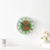 Horloge Ronde Carlin Cavalier King Charles Spaniel Ruby sur fond (Maison)