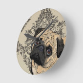 Horloge Ronde Carlin chien Abstrait animal de compagnie Motif Im (Angle)