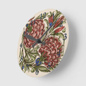 Horloge Ronde Carnation Carrelage Fleur Antique Art Rustique (Angle)