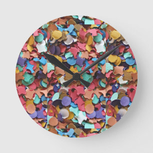 Horloge Ronde Carnaval de la fête Confetti Coloré papier amusant