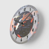 Horloge Ronde Carpes Koï Nageant (Angle)
