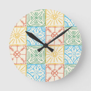 Horloge Ronde Carreau sans couture de style amalfien coloré