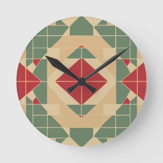 Horloge Ronde Carrelage de Reggae Géométrique Pastel