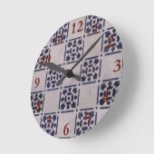 Horloge Ronde Carrelage Delft Bleu : Motif d'art néerlandais cla (Angle)