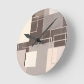 Horloge Ronde Carrés géométriques - Chocolat et crème (Angle)