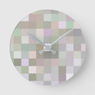Horloge Ronde Carrés pastel