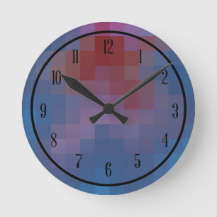 Horloge Ronde Carrés Pixelés avec des nombres