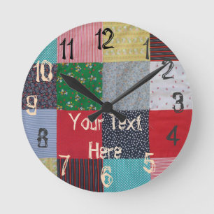 Horloge Ronde carrés vintages colorés de tissu de patchwork de